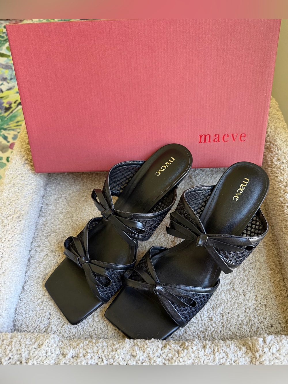 NEW IN BOX Anthropologie Maeve Mesh Double Bow Open Toe Heels Size 8